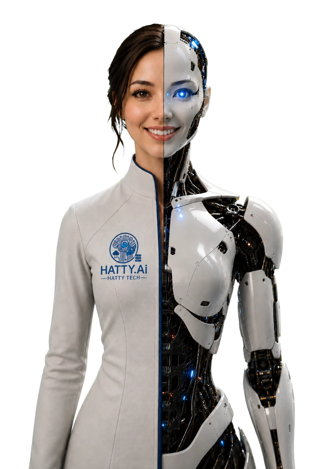 Humanoid AI assistant powering Hatty AI automation